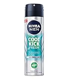NIVEA MEN Cool Kick Fresh Deo Spray (150 ml), Deodorant schützt 48h gegen Schweiß und Körpergeruch, Anti-Transpirant mit Kaktuswasser und leichter F