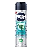 NIVEA MEN Cool Kick Fresh Deo Spray (150 ml), Deodorant schützt 48h gegen Schweiß und Körpergeruch, Anti-Transpirant mit Kaktuswasser und leichter F