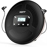 HOTT Wiederaufladbarer tragbarer Bluetooth 5.0 CD Player für zu Hause, Reisen und im Auto mit Stereo-Kopfhörern und Anti-Erschütterungsschutz - Schw