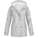 Wasserdicht üBergangsjacke Longsweatjacken Damen Regenjacke Lang Regenmantel Mit Kapuze Windbreaker Regenparka Leicht Wanderjacke Winddicht Funktionsjacke Outdoorjacken Softshelljack