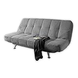 Stella Trading IKAR Bequemes Schlafsofa mit Bettkasten, Microfaserbezug Dunkelgrau - Klappbares Sofa mit Schlaffunktion und Metallfüßen - 208 x 102 x 98 cm (B/H/T)
