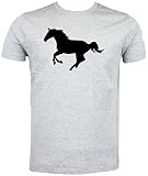 Pferd Silhouette T Shirt, grau - Größe: X Larg