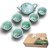 Tassen set Health Tea Set Hochwertiges Porzellan glatte Oberfläche 7-teiliges Set - Teekanne Porzellan Für Geschenk Und Haushalts,Bü