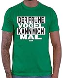 HARIZ Herren T-Shirt Der Frühe Vogel Kann Mich Mal Sprüche Schwarz Weiß Plus Geschenkkarte Grün M