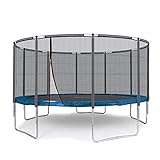 Ampel 24 Outdoor Trampolin 430 cm blau komplett mit außenliegendem Netz, Stabilitätsring, 10 gepolsterten Stangen, Belastbarkeit 160 kg