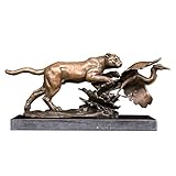 GRETD Bronze Casting Leopard Bird Beute Statue Tierskulptur Panther Figuren für Bürodek