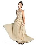 CLLA dress Mädchen Chiffon Blumenmädchenkleider Spitze Partyskleid Kinderkleid Kommunionkleid Hochzeitkleider(Champagne,5-6 Jahre)