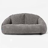 Lounge Pug - Sitzsack Sofa für Kinder mit Hocker - Cord Schiefergrau - Bubble - Kinder S