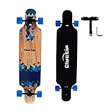 Clyctip Longboard Skateboard Cruiser 41 Zoll Ahorn Longboard geeignet für Anfänger Erwachsene Jugendliche Jungen Mädchen ABEC-11 Kugellager (Blau)