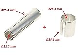 cyclingcolors Fahrrad Ahead Headset Adapter 1-1 1/8 Zoll 22.2 25.4 28.6 MM PASSEND HÜLSE VORBAU VORBAUTEN Vintage Oldtimer RENNRAD MTB Gabel STEUERSATZ Silb