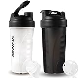 Shaker Proteinshake BPA Frei mit Kugel für Sport und Fitness 750 ml 2er Pack