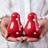 City to Cottage® - Salzstreuer und Pfefferstreuer Set | Rot und Weiß | Polka Dots | Handgemacht | Salz und Pfeffer Streuer | Keramik Geschirr S