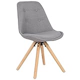 WOLTU® BH54gr-1 1 Stück Esszimmerstuhl, Sitzfläche aus Leinen, Design Stuhl, Küchenstuhl, Holzgestell, G