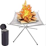 Roki-X Outdoor- Feuerstelle Klappgrill kollapsbar tragbar mit Tragetasche - Stahlgeflecht Camping Kamin-Stand-Werkzeuge, ideal for Camping- Hinterhof und Garten (Size : 16.5 * 16.5 * 13.4 in)