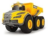 Dickie Toys 203723004 Volvo Knickgelenkter Dumper, Kipper, Muldenkipper, Kipplaster, Baufahrzeuge Kinder, Kabine & Ladefläche kippbar, Licht & Sound, inkl. Batterien, Länge 23 cm, gelb/g