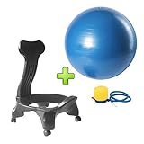 Fitness-Ballstuhl Für Kinder Erwachsene Teen Yoga-Ballstuhl Explosionsgeschützter Verdickter Heim- Und Bürostuhl Mit Rädern (Color : Blue, Size : 52 * 79cm)