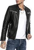 Herren Lederjacke Kunstleder Bikerjacke Übergangsjacke Brooklyn Slim Fit Schwarz S