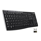 Logitech K270 Kabellose Tastatur für Windows, 2,4 GHz kabellos, Standardgröße, Nummernblock, 8 Sondertasten, 2 Jahre Batterielaufzeit, Kompatibel mit PC, Laptop, Deutsches QWERTZ-Layout - Schw