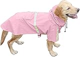 Kohza Hunderegenmantel Wasserdichter Hundemantel Hunde Regenjacke wasserdicht mit Kapuze & Bauchschutz für kleine mitelgroße große Hunde Rosa (2XL)