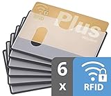valonic RFID Blocker Schutzhülle | 6 Stück | TÜV geprüft | Längseinschub | transparent | Kunststoff | NFC Schutzhüllen | EC Kartenhülle RFID S