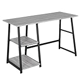 WOLTU® Schreibtisch TSG25gr Computertisch Bürotisch Arbeitstisch PC Laptop Tisch, mit 2 Ablagen, aus MDF und Stahl, 120x50x73cm(BxTxH)