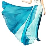 Lulupi Maxirock Damen Lang Chiffon Kleid Rock Retro Vintage Double-Layer Gefaltet Bohemian Strandrock