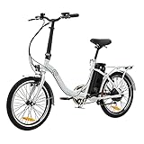 VECOCRAFT Nemesis Elektro Klapprad,Elektrofahrrad 20 Zoll E-Bike,E-Folding Bike mit ausziehbarer Baterrie 36V 13Ah(468WH),250W Motor, E-Bike Klapprad Herren&E Bike Damen mit Niedrigem Rahmen (Weiß)