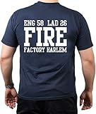 T-Shirt Navy, New York City Fire Dept.Fire Factory Harlem (E-58/L-26), M