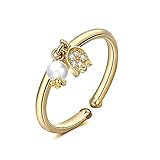 FPOJAFVN S925 Sterling Silber Blumenring Modeöffnung Verstellbarer Zirkon Perlenring Hochzeits-verlobungs-jubiläums-Ring Schmuckgeschenke Für Frauen,G