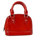 AiSi Damen mini Lack Leder Handtasche/Damenhandtasche/Schultertasche/Crossbody Bag/Umhängetaschen/Henkeltasche mit Reißverschluss Umhängekette R