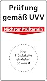 Grundplakette Prüfung gemäß UVV, 100 Stück, 70 x 40 mm, Vinylfolie, selbstklebend, Grundetikett für UVV-Prüfung