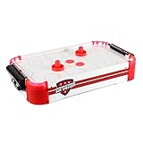 Nexos Mini Air-Hockey-Tisch Tischspiel Lufthockey mit LED-Beleuchtung, mit Gebläse, 55 x 31 x 9,5 cm inkl. Puck Filz Puscher und Torzähler für Groß