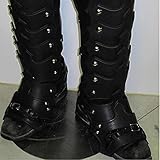 Retro Leder Bein Rüstung, Gothic Grieben Halbe Chaps Gaiter Mittelalterliche Wikinger-Ritter-kostüm-kit Cosplay Schuh Stiefel Abdeckung Für Männer,Schw