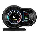 Dr.Lefran Head- Up Display, Head Up Display Auto Display Obd2 + GPS Smart Car Hud Gauge Digitaler Kilometerzähler Sicherheitsalarm Wasser/Öltemperatur U/min, Für Alle Fahrzeug