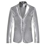 YIWULA Herren Pailletten Sakko Blazer Anzugjacke Slim Fit Glitzer Anzug Jacke Karneval Kostüm für Fasching Mottoparty Mantel Valentinstag Blazer Geschenk Herren Outerw