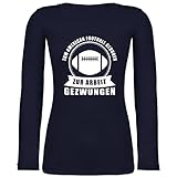 Shirtracer American Football Outfit Trikot - Zum American Football geboren - zur Arbeit gezwungen - weiß - XS - Marineblau - Statement - BCTW071 - Langarmshirt D