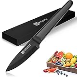 PAUDIN 9cm Gemüsemesser, Obstmesser Schälmesser aus hochwertigem Edelstahl, scharfe Klinge Küchenmesser, Spick und Garniermesser mit ergonomischem Griff, schw