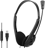 PC Headset mit Mikrofon USB Business Headset Noise Cancelling & Klare Stereo Sound für Call Center Office, Telefon Headset für Skype Teamspeak PC Tab