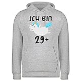 Shirtracer Sprüche Statement mit Spruch - 29+ Einhorn - L - Grau meliert - Geburtstag - JH001 - Herren Hoodie und Kapuzenpullover für M