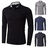 HNOFIQNF Poloshirt Herren Langarm Polohemd Freizeit Polo Golf Wintershirts mit Kragen Männer Basic T-Shirt Sommer Casual Leichte Slim Fit Shirts Poloshirt Sportbekleidung Oversize Ob