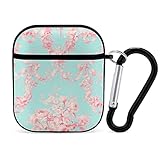 Queen Alexandra Floral Damast Cosmic Latte auf Royal Scandal auf Gabriel personalisierbare Hülle (schwarz) für Airpods 2 & Airpods 1, PC wasserdichte Hülle stoßfeste Schutzhülle mit Schlüsselanhäng