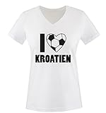 I Love Kroatien - Damen V-Neck T-Shirt - Weiss/Schwarz Gr. XL