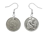 Miniblings 50 BRD Pfennig Ohrringe Münze Deutschland Geld Glückspfennig Silber - Handmade Modeschmuck I Ohrhänger Ohrschmuck versilb