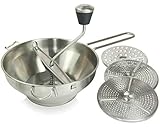 Wenburg Passiergerät I Passiermühle aus Edelstahl, inkl. 3 Siebeinlagen. Spülmaschinengeeignet. Passiersieb zum passieren von Obst, Gemüse (19,5 cm)