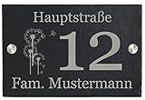 Hausnummer Hausnummernschild anthrazit Schild 30x20 cm groß Schiefer Gravur Pusteb