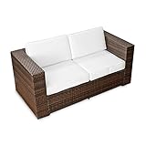 XINRO® (2er Polyrattan Lounge Sofa - Gartenmöbel Couch Bank Rattan - durch andere Polyrattan Lounge Gartenmöbel Elemente erweiterbar - In/Outdoor - handgeflochten - b