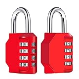 Diyife 2 Pack 4-Stelliges Zahlenschloss, Kombinationsschloss, Vorhängeschloss, Wetterfestes Metall & Plated Steel Combination Lock für Schule, Gym & Sports, Hasp Cabinet & Storage - R