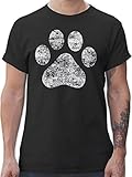 Geschenk für Hundebesitzer - High Five Hunde Pfote - XL - Schwarz - pfotenabdruck Tshirt - L190 - Tshirt Herren und Männer T-S
