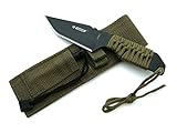 KOSxBO® BW Taktisches Survival Messer mit Feuerstein und Paracord - Fallschirmleine für Outdoor Camping Jagd Angeln Prepp