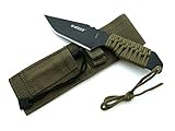 KOSxBO® BW Taktisches Survival Messer mit Feuerstein und Paracord - Fallschirmleine für Outdoor Camping Jagd Angeln Prepp